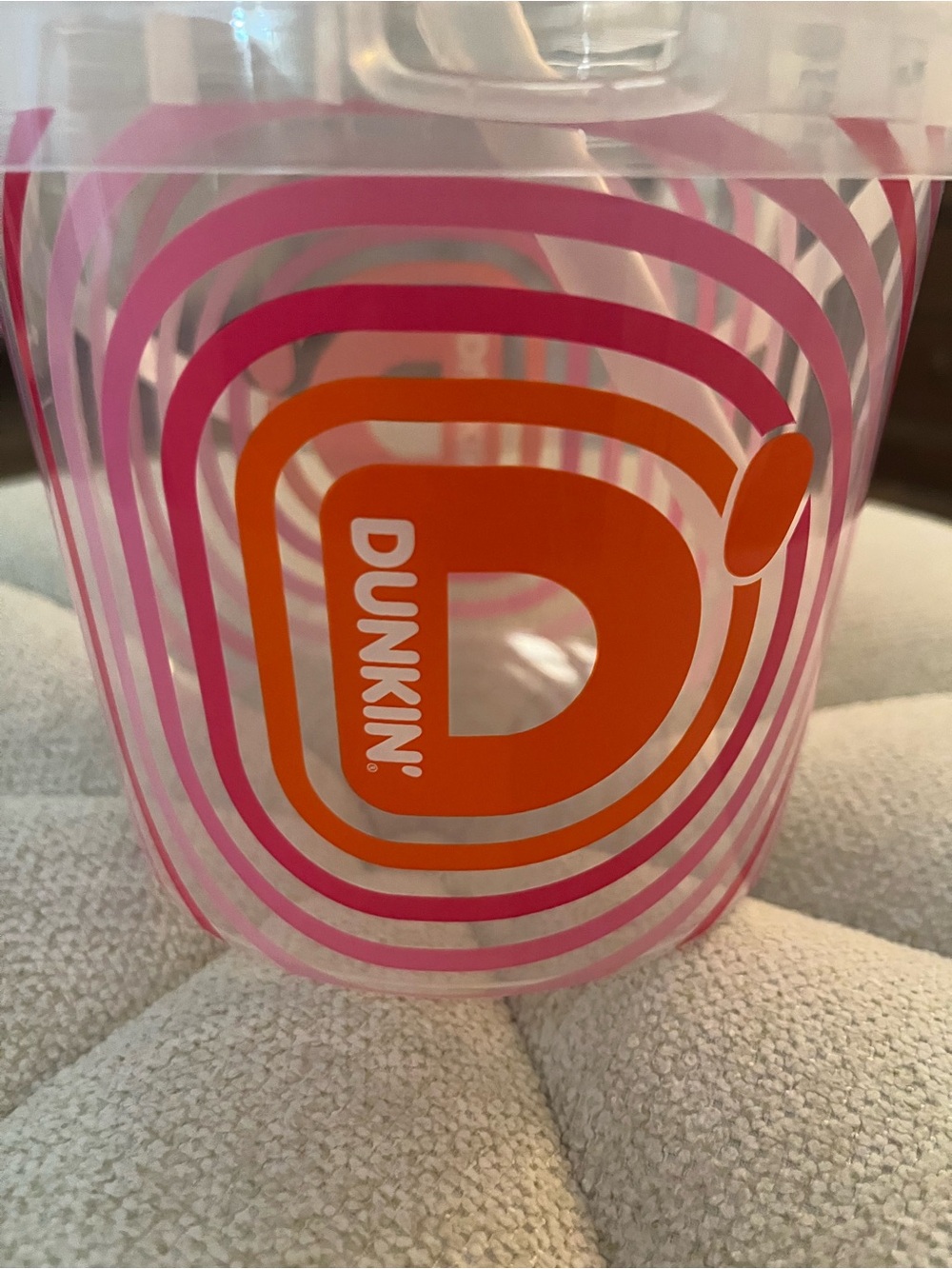 Dunkin' Pink & Orange Reusable Cold Cup with Lid and Straw - Picture 2 of 4